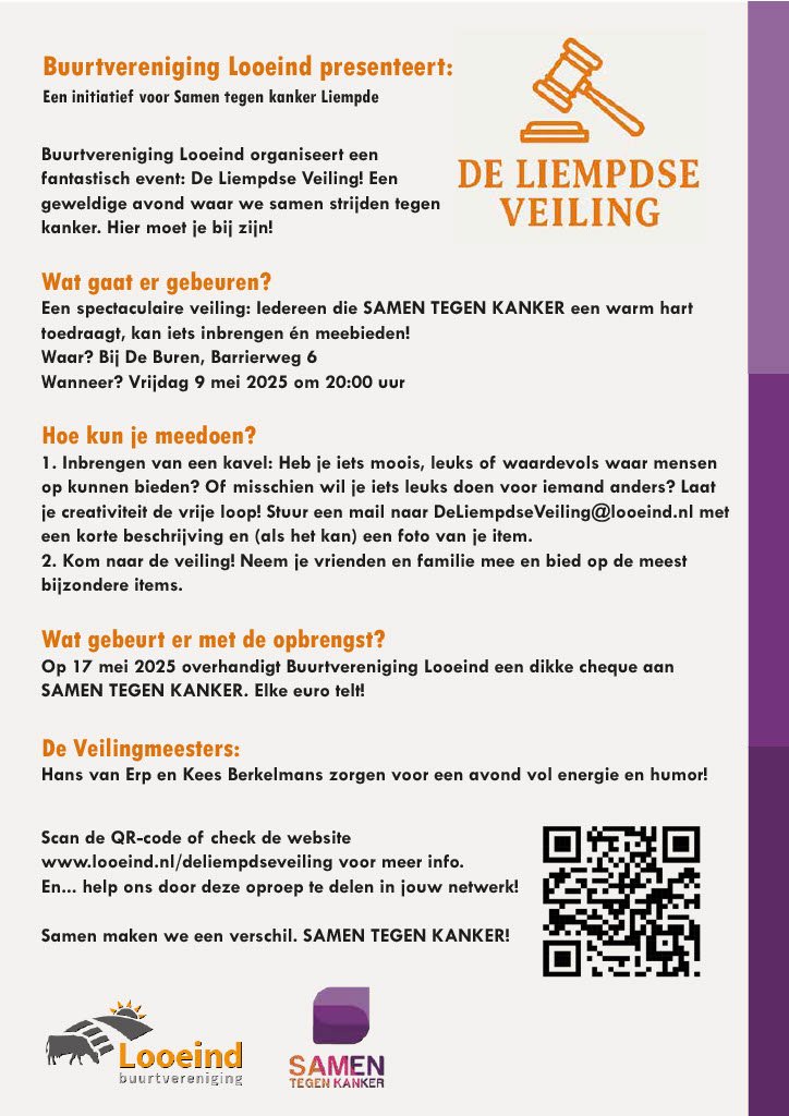 Buurtvereniging Looeind organiseert De Liempdse Veiling